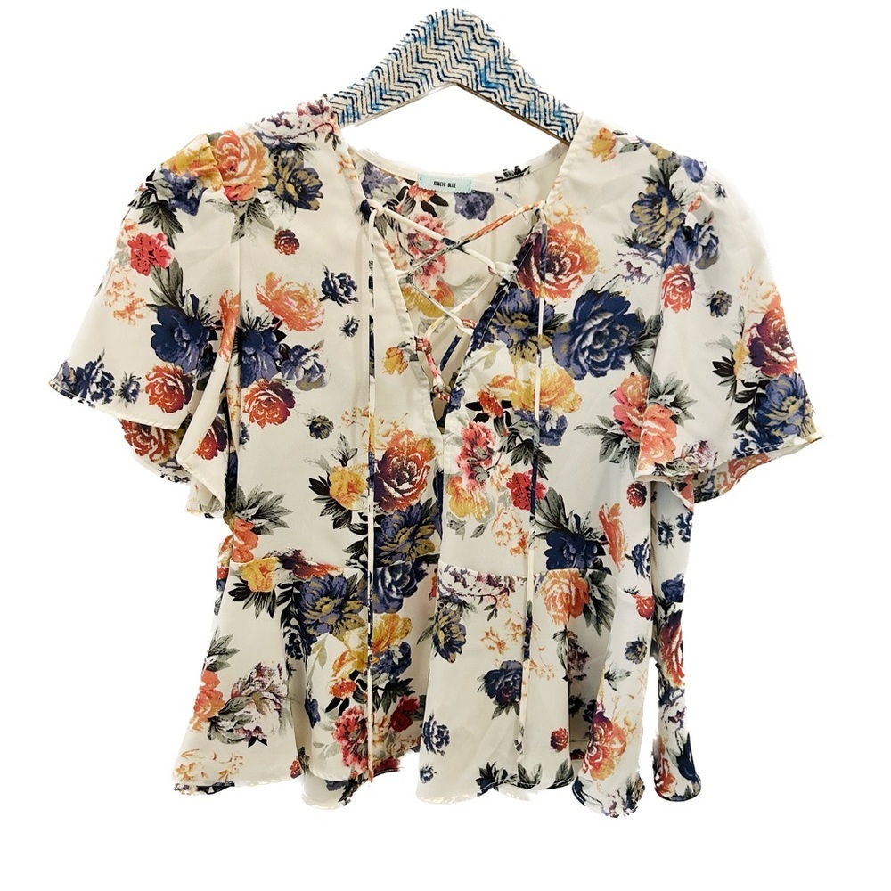 Kimchi Blue Floral Peplum Blouse small urban outfitters